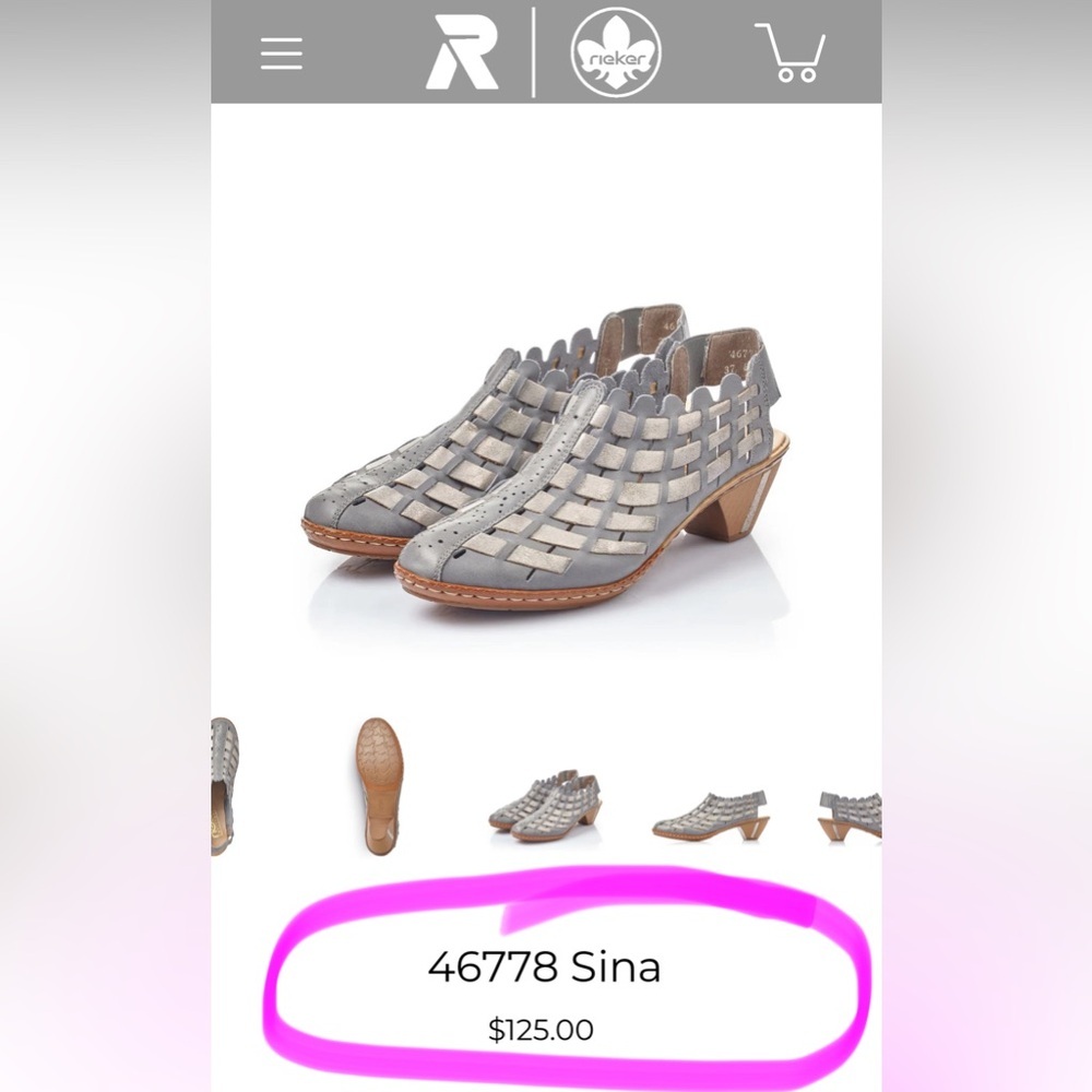 Rieker Antistress 46778 Sina Woven Leather Slingback Shootie/Shoe |Color: Grey🩶 - Picture 8 of 14